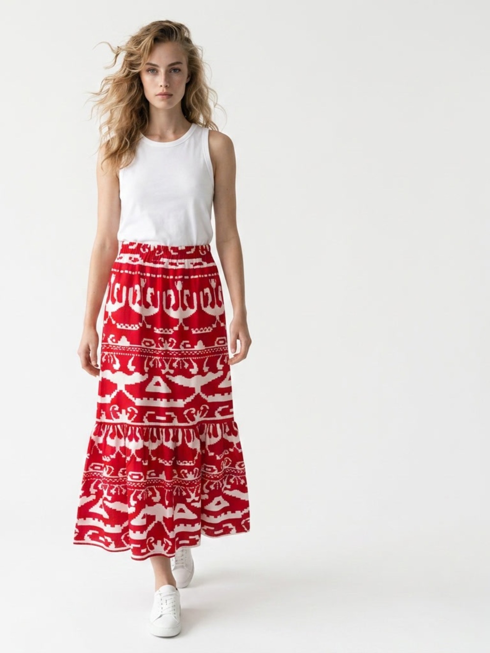 Spoon Jeans Red & White 2-Piece Maxi Skirt Set NWT